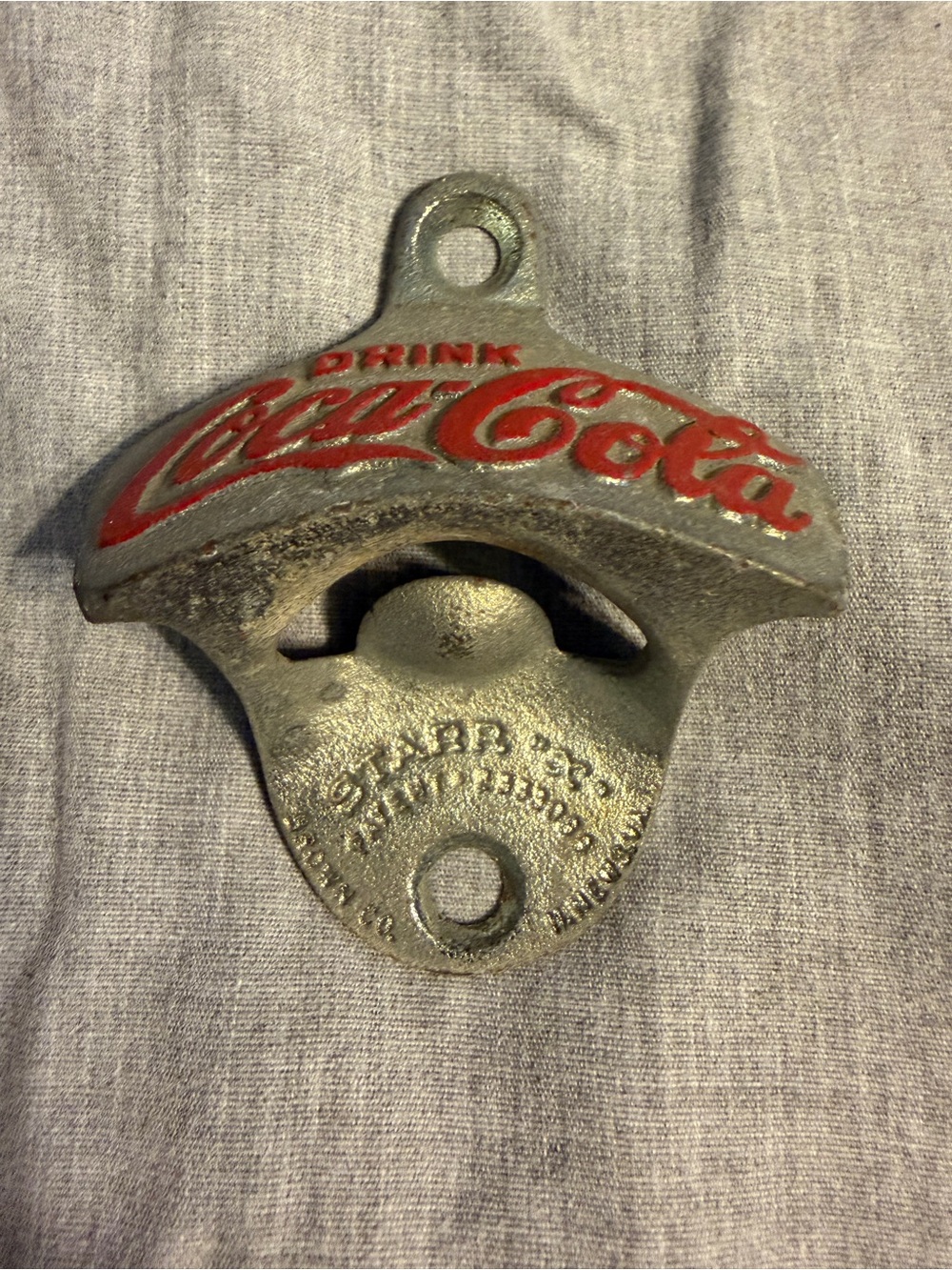 Coca-Cola Vintage Cast Metal Wall Bottle Opener with Red Logo